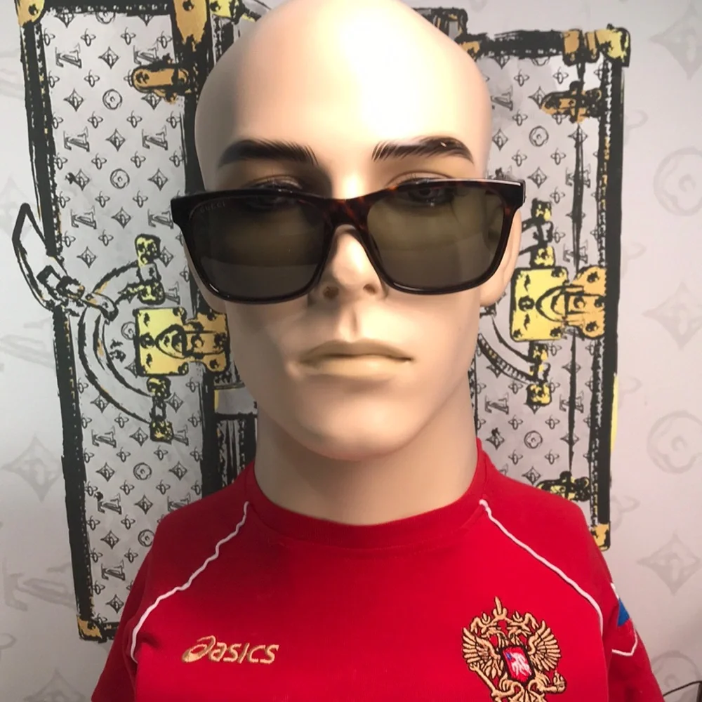 ✨ Brand New Gucci GG0746S 003 Sunglasses – Dark Havana with Green Lenses ✨